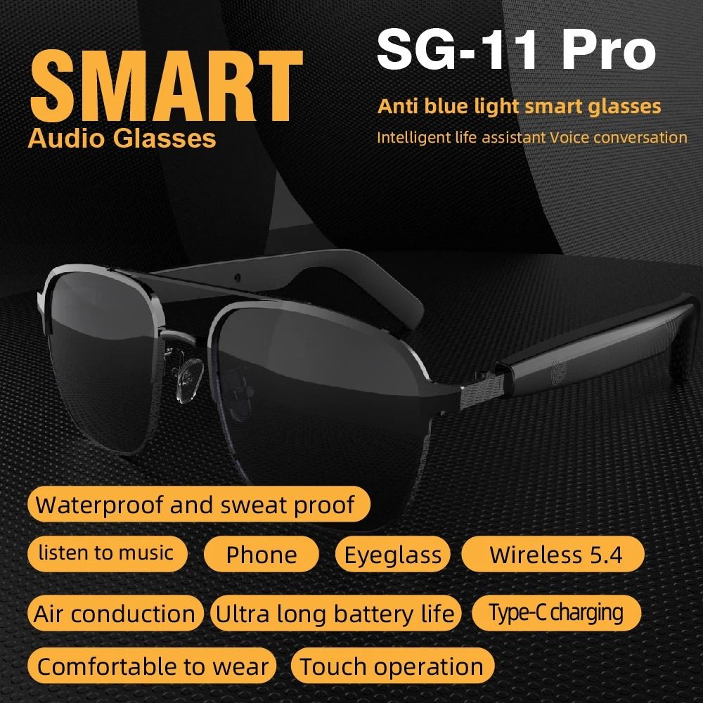SG11 Pro Smart Audio Sunglasses With Bluetooth 53 OpenEar Speakers And Touch Control 3