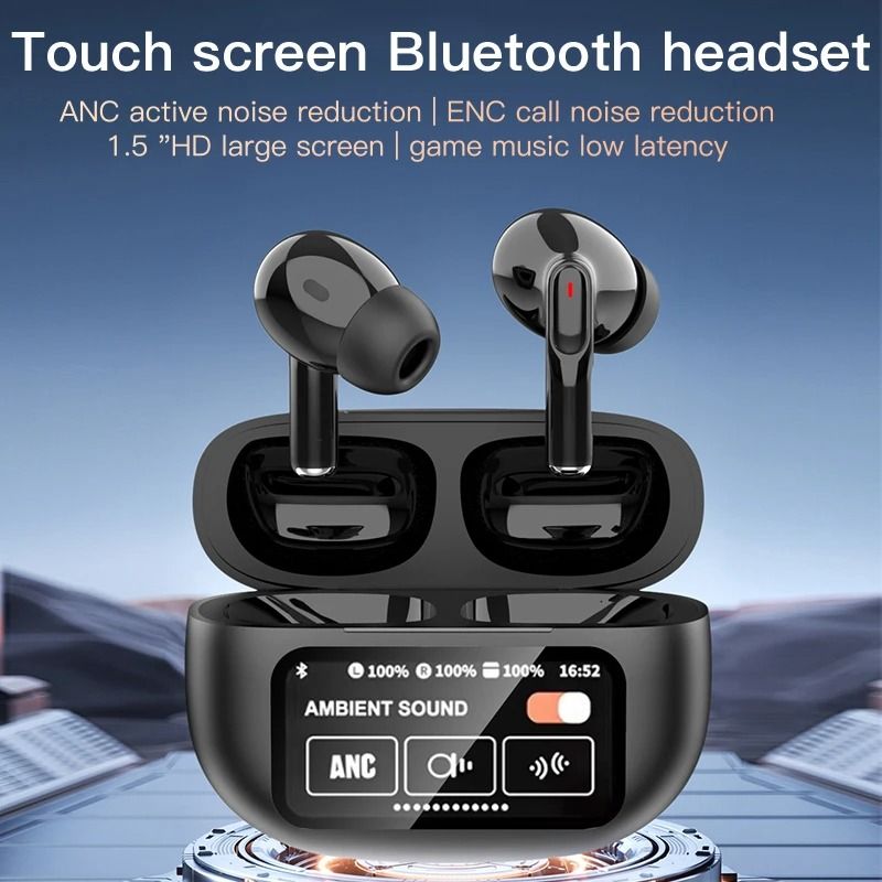 A9Plus Smart Touch Screen TWS Earbuds With Bluetooth 54 ANC ENC And LED Display Case 3