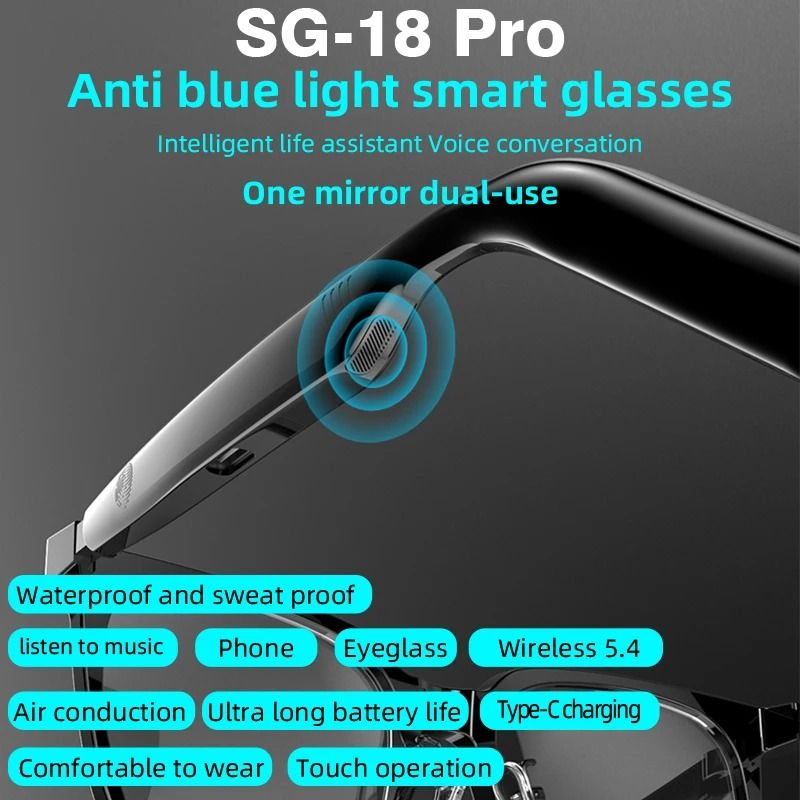 SG18 Pro Magnetic Smart Audio Glasses With Bluetooth And Interchangeable Lenses 5