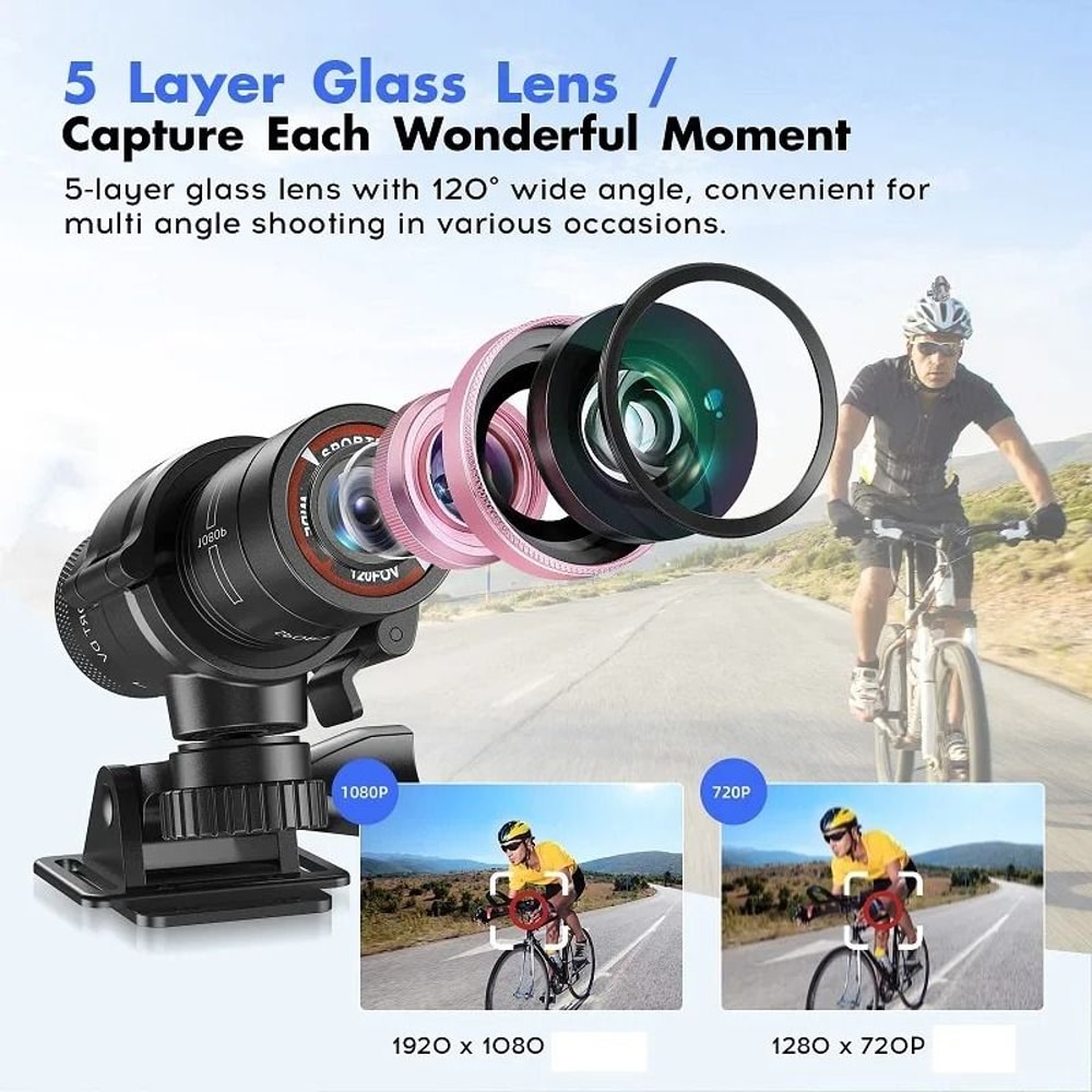 Compact 1080P Helmet Action Camera With Flashlight Waterproof Sports Cam 2