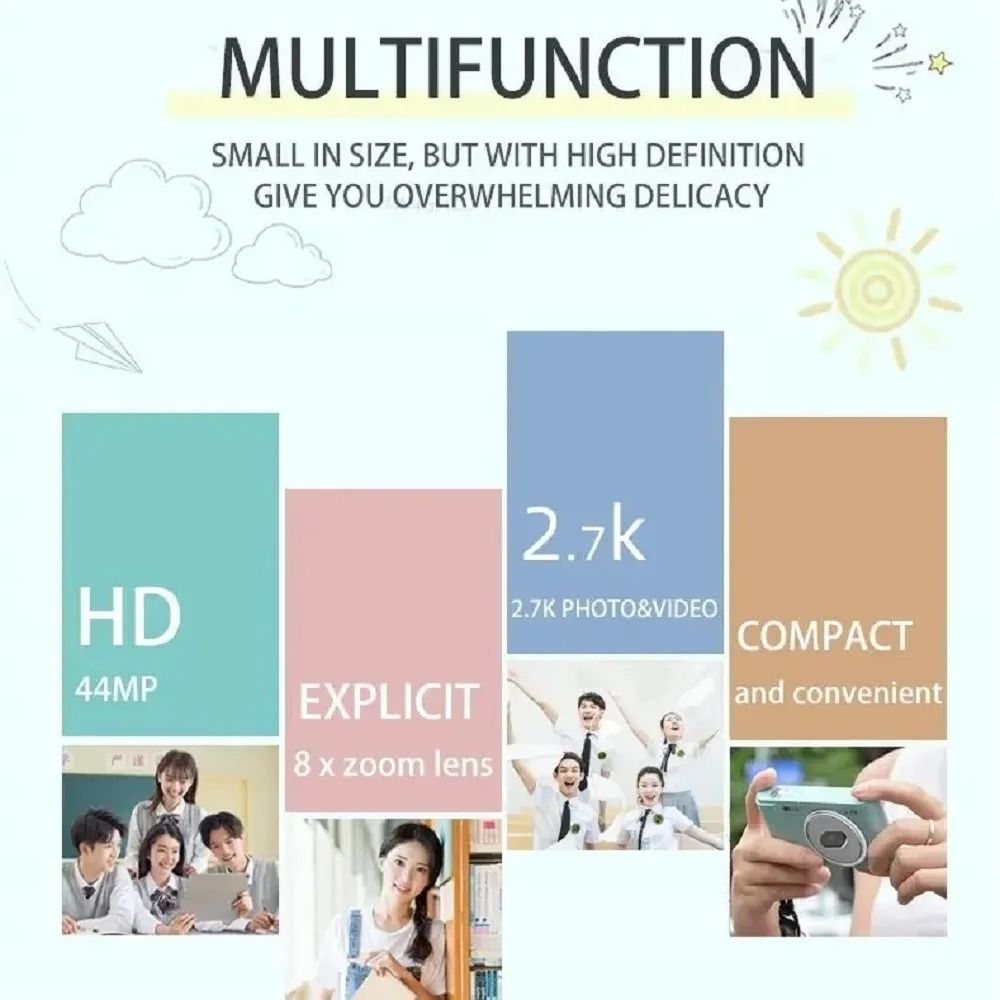 1080P Kids Digital Camera With Autofocus And 8x Zoom For Beginner Photography 2