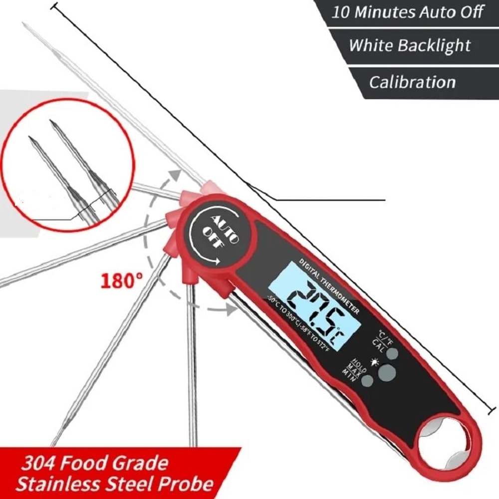 Digital Instant Read Meat Thermometer With Backlight And Hold Function For BBQ And Kitchen 2