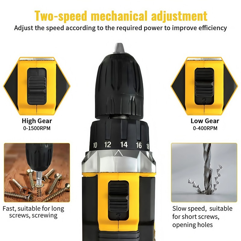 Lithium Cordless Electric Screwdriver Drill Combo Set Portable DIY Home Tool Kit 4