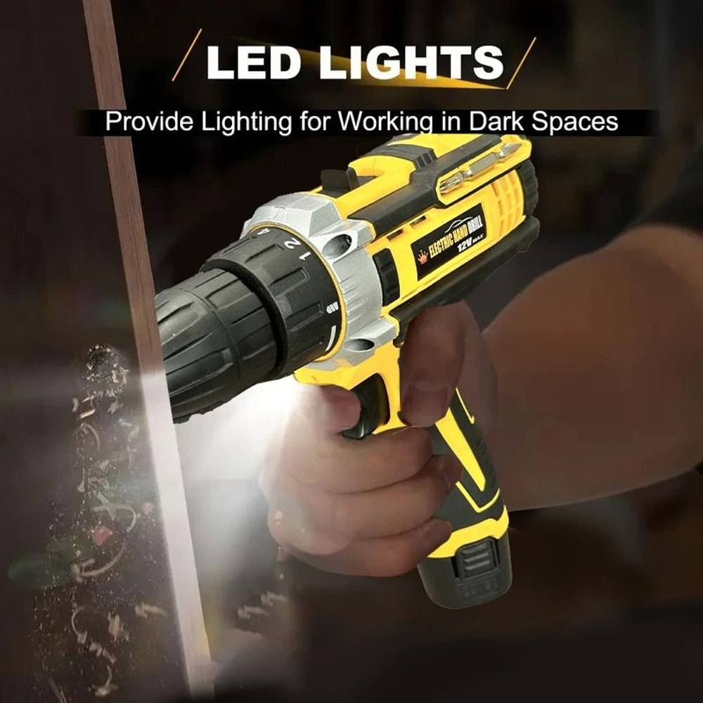 20V Cordless Power Drill Kit With Complete Home Repair Tool Set 5