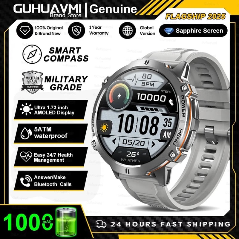 TRex 3 MilitaryGrade AMOLED Smart Watch With GPS Compass And Bluetooth Call 8
