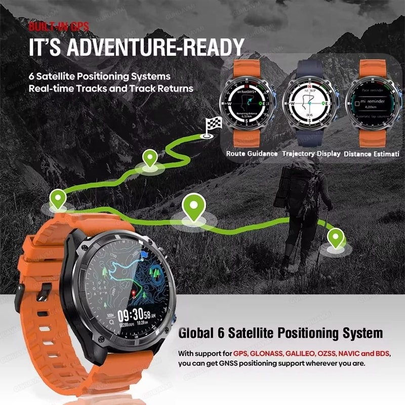 Tactical GPS Smartwatch With Offline Maps 4GB Storage And 1000mAh Battery 3