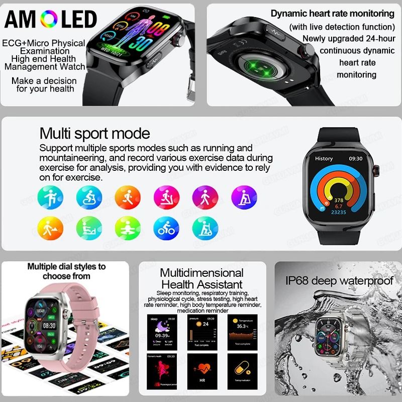 Advanced Health Monitoring Smartwatch With ECG PPG Uric Acid Tracking And Bluetooth Calling 1