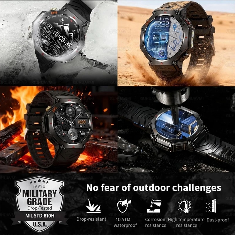 TRex 3 Ultra Military GPS Smartwatch With AMOLED Display 10ATM Waterproof And Compass 6