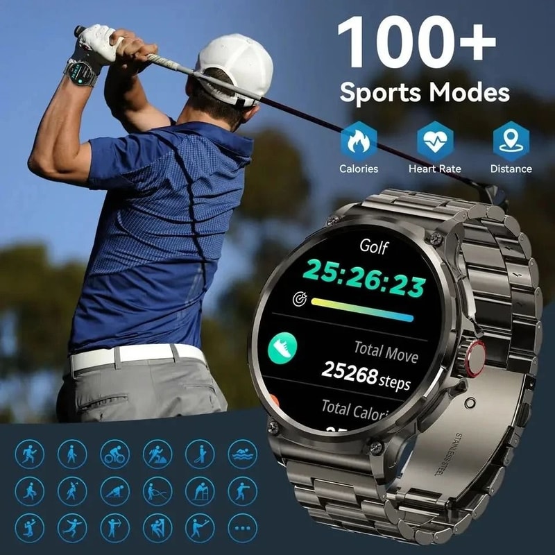 Ultra HD AMOLED GPS Smartwatch With 185Inch Display 710mAh Battery And Bluetooth Calling 5