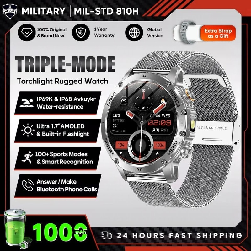AMOLED Smart Fitness Watch With GPS Bluetooth Calling And 1000mAh Long Battery 10