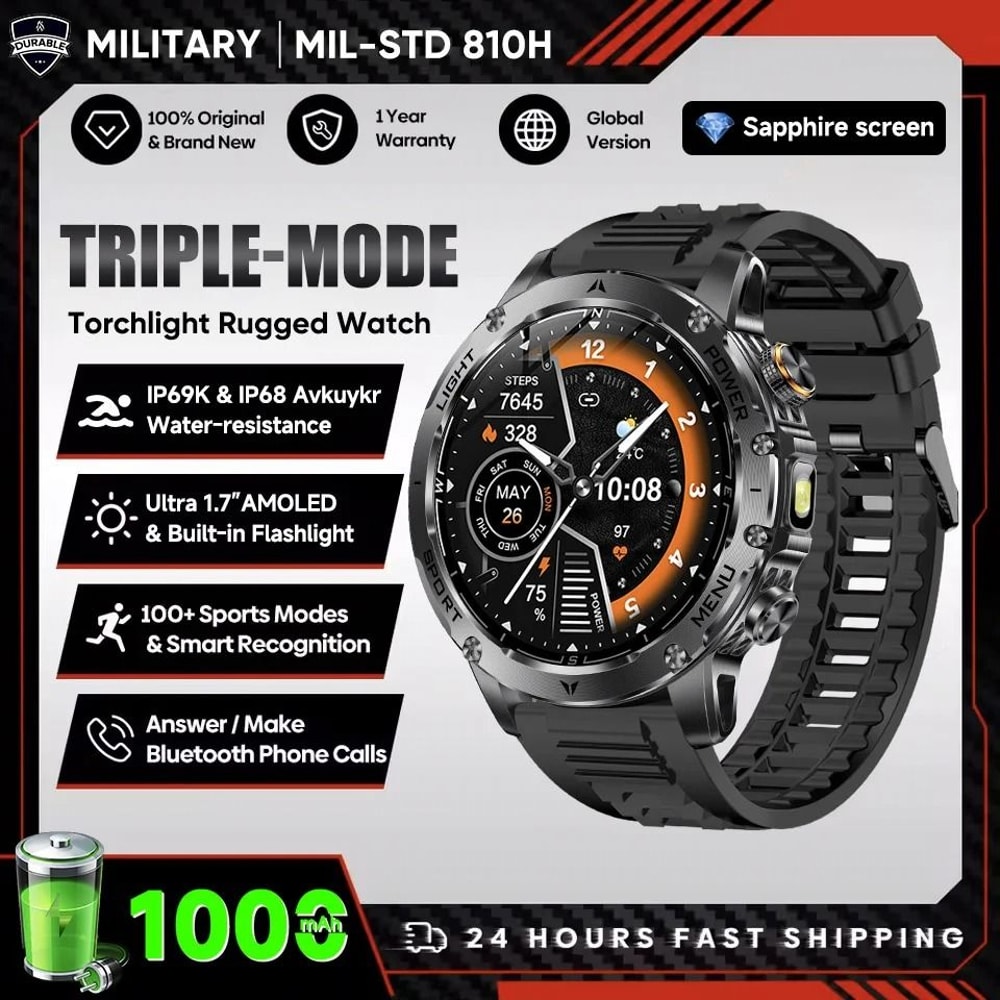 AMOLED Smart Fitness Watch With GPS Bluetooth Calling And 1000mAh Long Battery 6