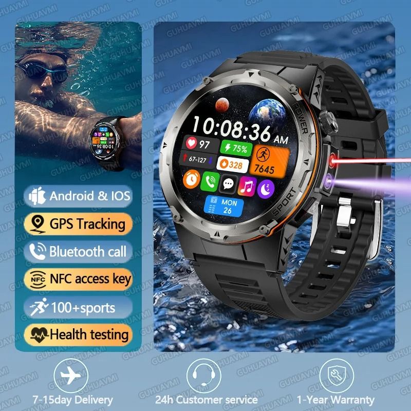 Military GPS Smart Watch With 3ATM Waterproof Bluetooth Call And Rugged Outdoor Design 6