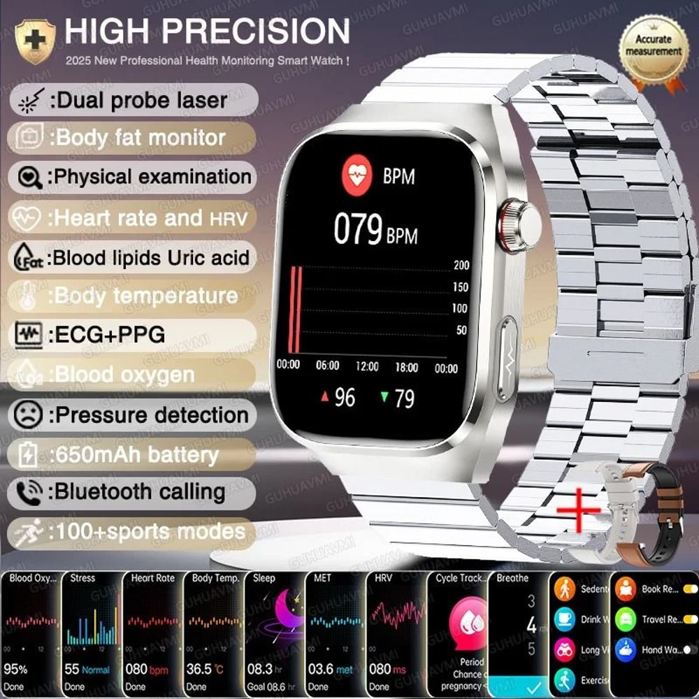 AI Health Monitoring Smart Watch With ECG PPG Blood Pressure And Uric Acid Tracking 17