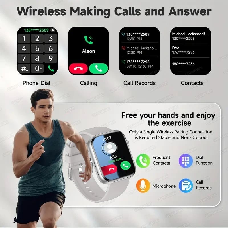 AMOLED GPS Smart Watch With Bluetooth Calling Waterproof Fitness Tracker For IOS Android 2