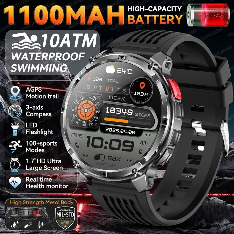 TRex 3 Pro Military Smart Watch With DualBand GPS 10ATM Waterproof And Long Battery 6