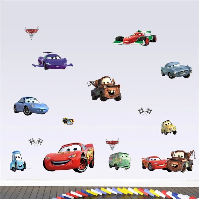 3D Cartoon Cars Wall Stickers Lightning McQueen Kids Room Decor 0