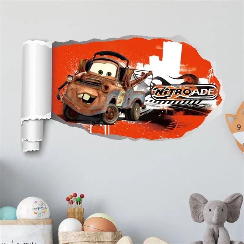 3D Cartoon Cars Wall Stickers Lightning McQueen Kids Room Decor 8