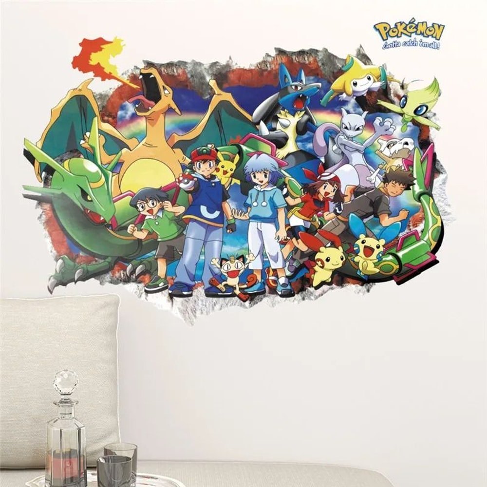 Cute Pikachu Wall Sticker Cartoon Vinyl Decal For Kids Room Decor 3