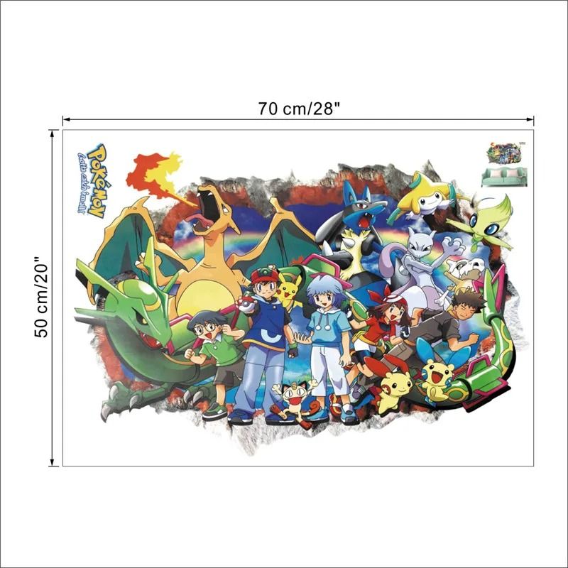 Cute Pikachu Wall Sticker Cartoon Vinyl Decal For Kids Room Decor 14