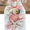 Summer Ocean Coral Linen Table Runner Coastal Beach Dining Decor 7
