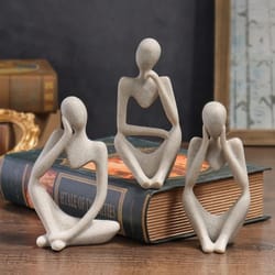 minimalist human contemplation sculpture nordic thinker resin figurine decor
