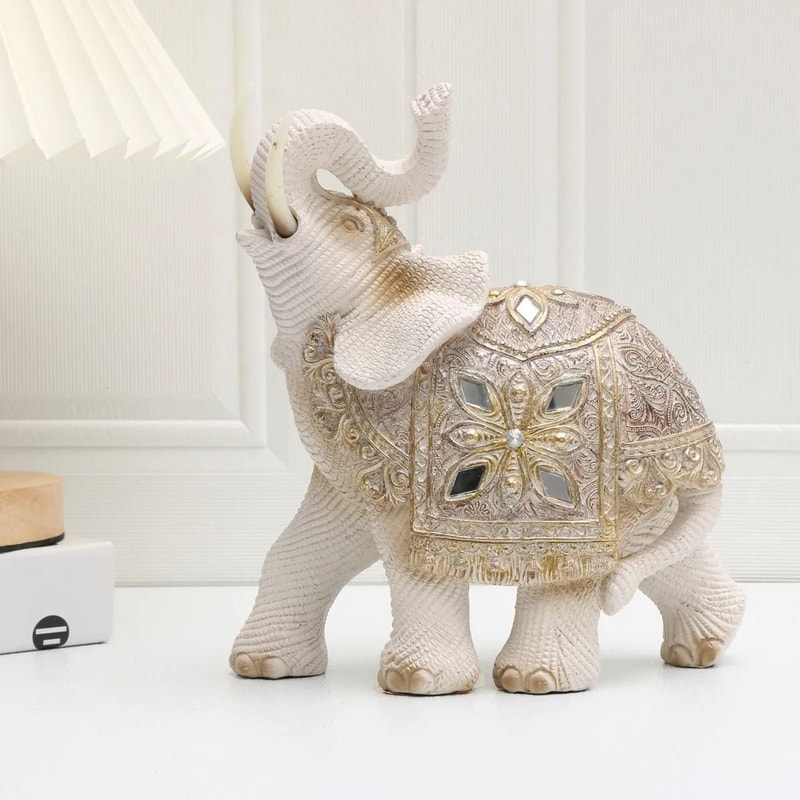 Lucky Elephant Feng Shui Wealth Statue Resin Home Office Decor Figurine 0