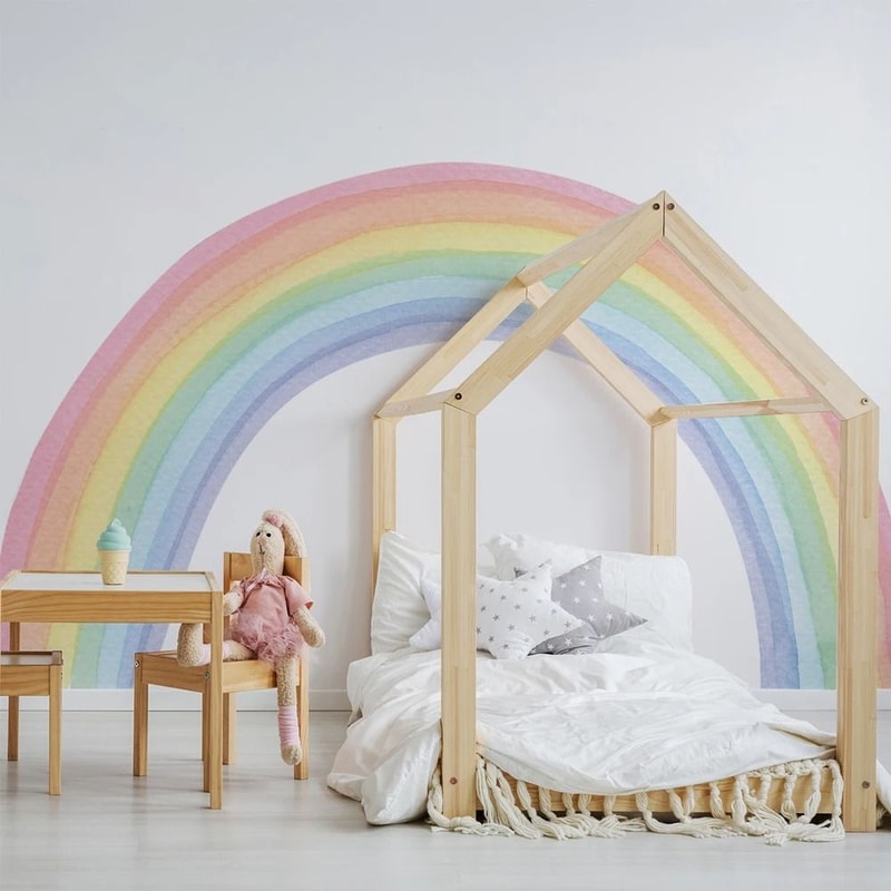 Large Pastel Rainbow Wall Sticker Mural Peel And Stick Nursery Decor 3