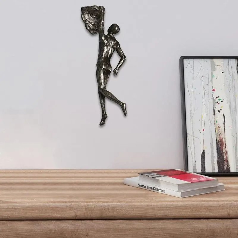 Retro Rock Climbing Man Resin Wall Sculpture 3D Hanging Decor 4