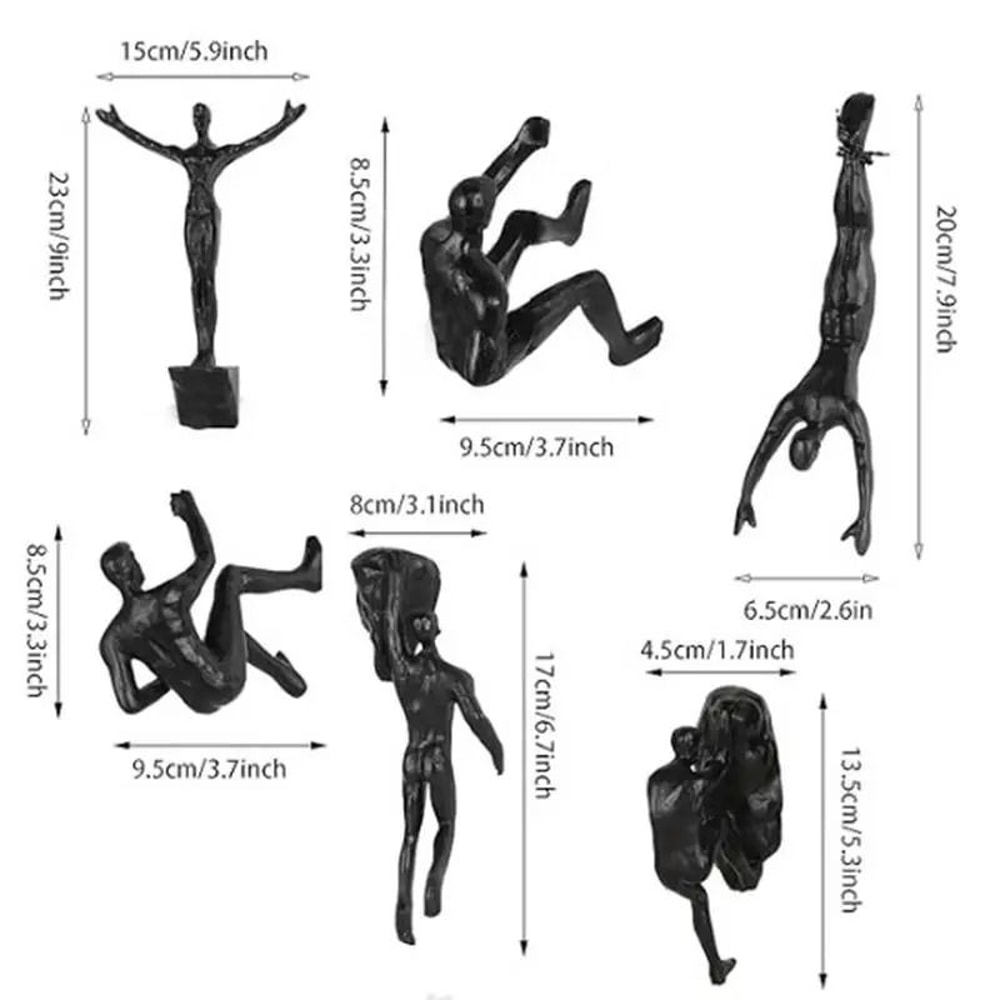Retro Rock Climbing Man Resin Wall Sculpture 3D Hanging Decor 5