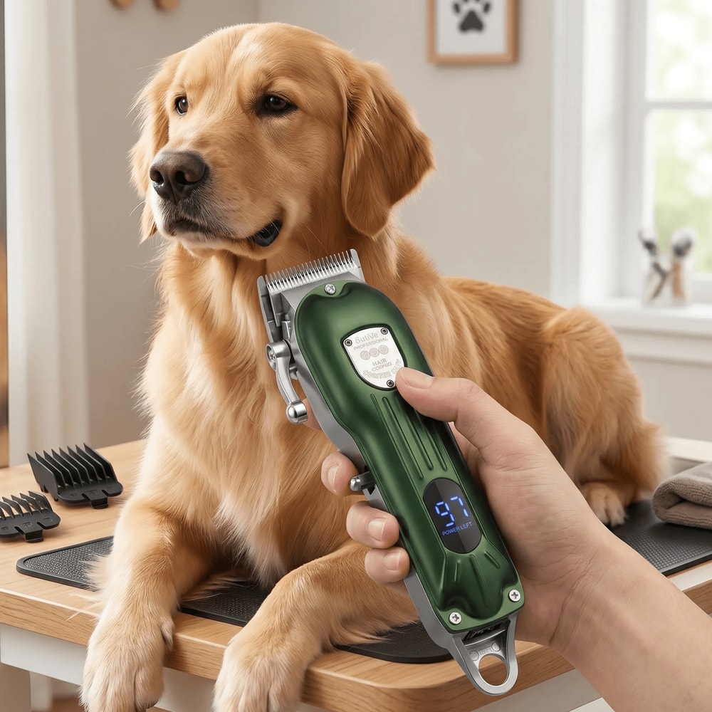 Professional Dog Hair Clipper AllMetal Rechargeable Pet Grooming Trimmer For Dogs Cats With Low N 0