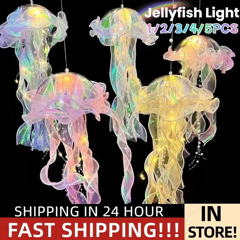 DIY Jellyfish Hanging Night Light Colorful Kids Bedroom Lantern 2