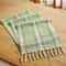 Boho Green Linen Table Runner With Tassels Rustic Farmhouse Striped Dining Decor 1