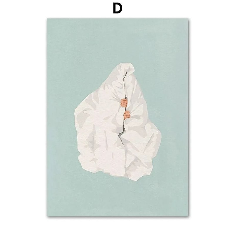 Nordic Laundry Girl Canvas Wall Art Minimalist Bathroom And Living Room Decor 9