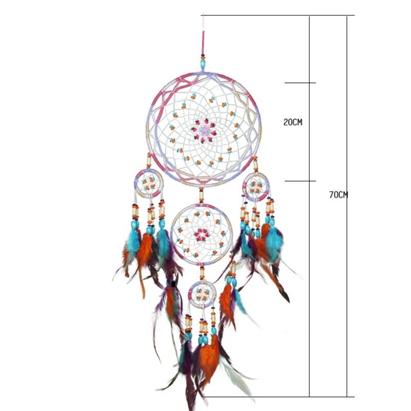 Handmade Five Ring Dream Catcher Wall Hanging Boho Decor Ornament 7