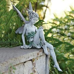 flute playing fairy garden statue resin angel sculpture outdoor decor
