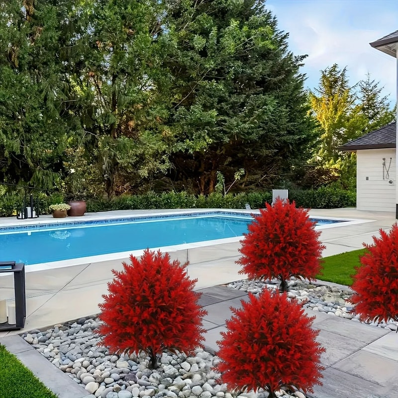 Red Lavender Artificial Flower Stake Outdoor Garden Decor With Ground Peg 1