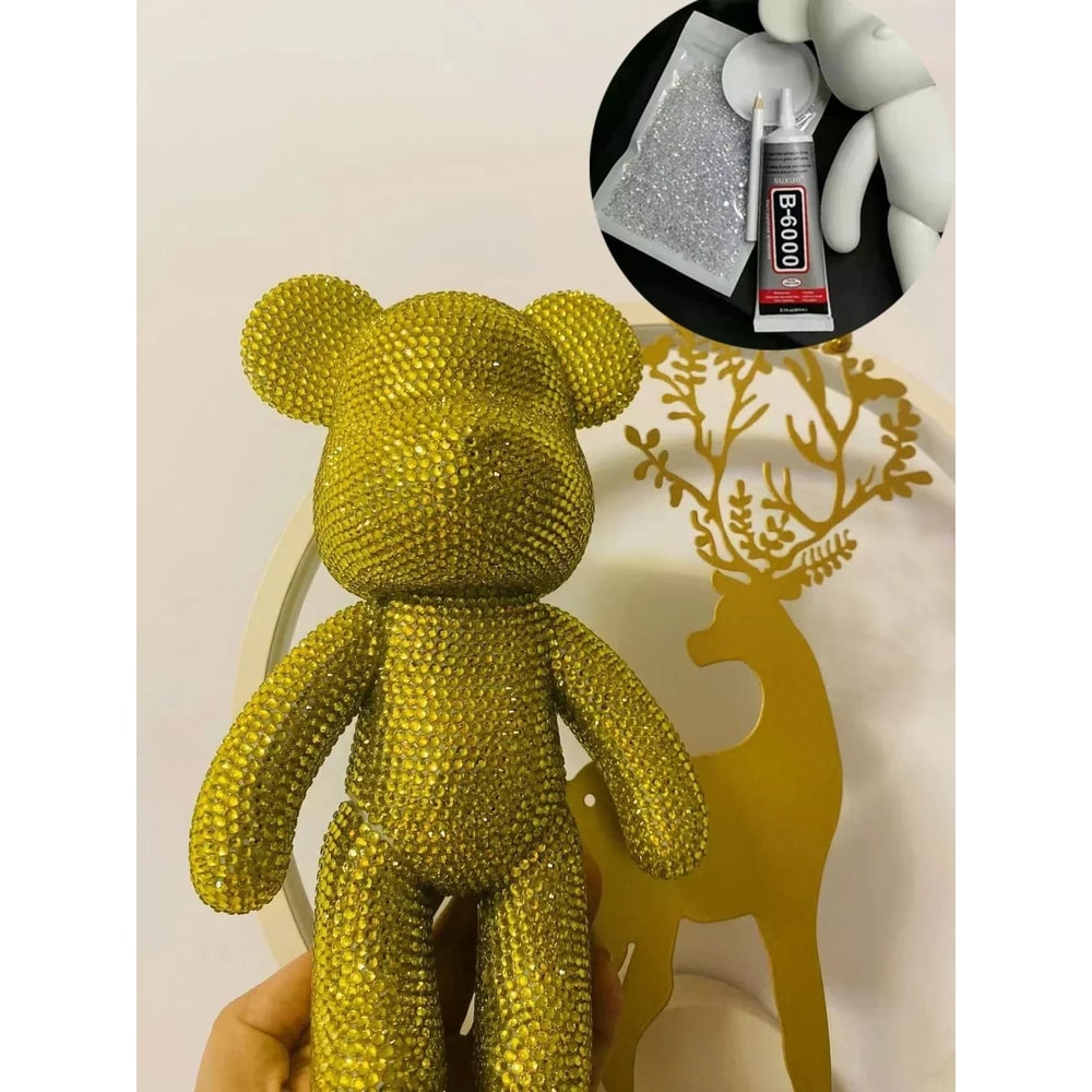 DIY Rhinestone Bear Figurine Crystal Diamond Art Decor Fluorescent Vinyl Statue 20