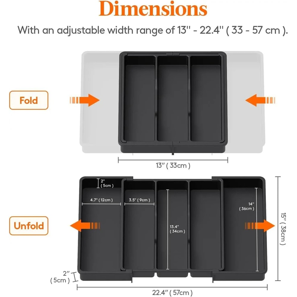 Expandable Kitchen Drawer Organizer Adjustable Cutlery Tray For Utensils 6