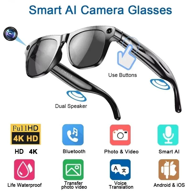 4K AI Translation Smart Glasses With Camera Bluetooth Calls Voice Assistant 8