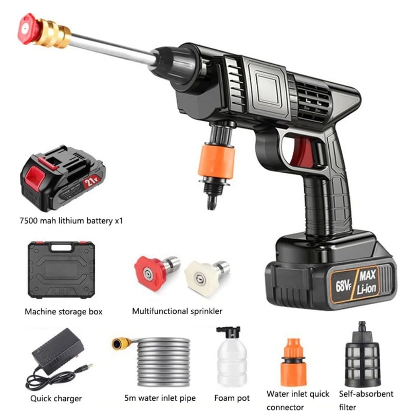 21V Cordless High Pressure Electric Power Washer With Dual 1200 MAh Batteries And Charger 6