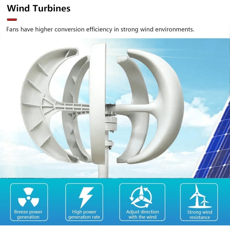 5000W Vertical Wind Turbine Generator 12V24V48V Small Windmill For Home Farm OffGrid Energy With 9