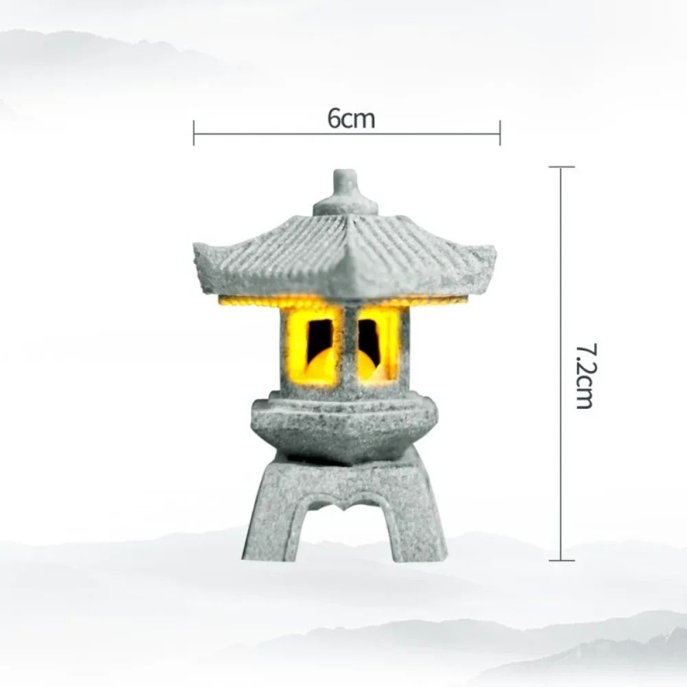 Mini Pagoda Lantern Light Zen Garden Statue For Bonsai Micro Landscapes 8