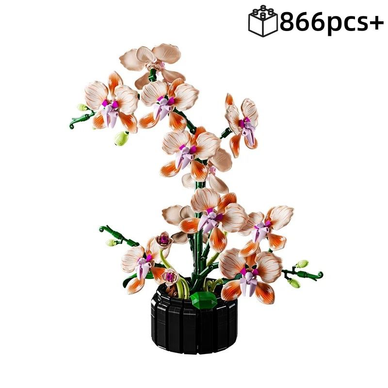 Creative Orchid Flower Building Blocks Bouquet For Romantic Home Decor 1