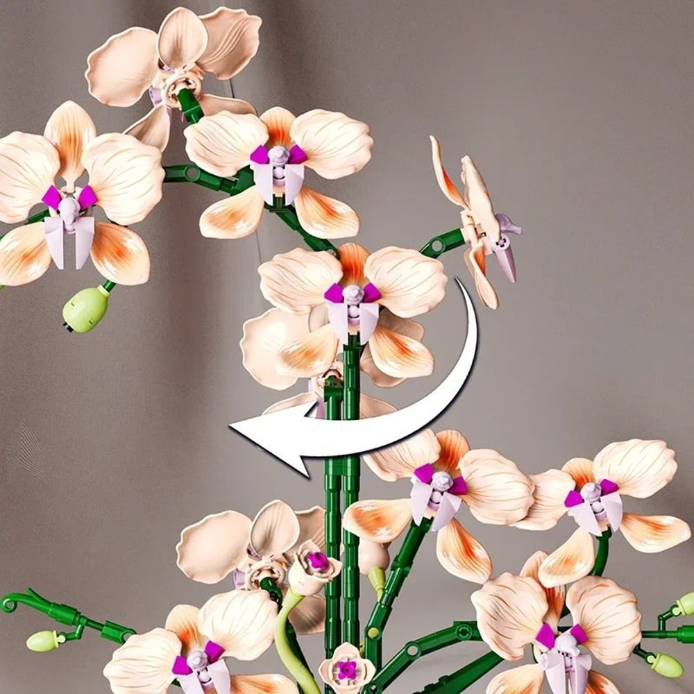 Creative Orchid Flower Building Blocks Bouquet For Romantic Home Decor 4