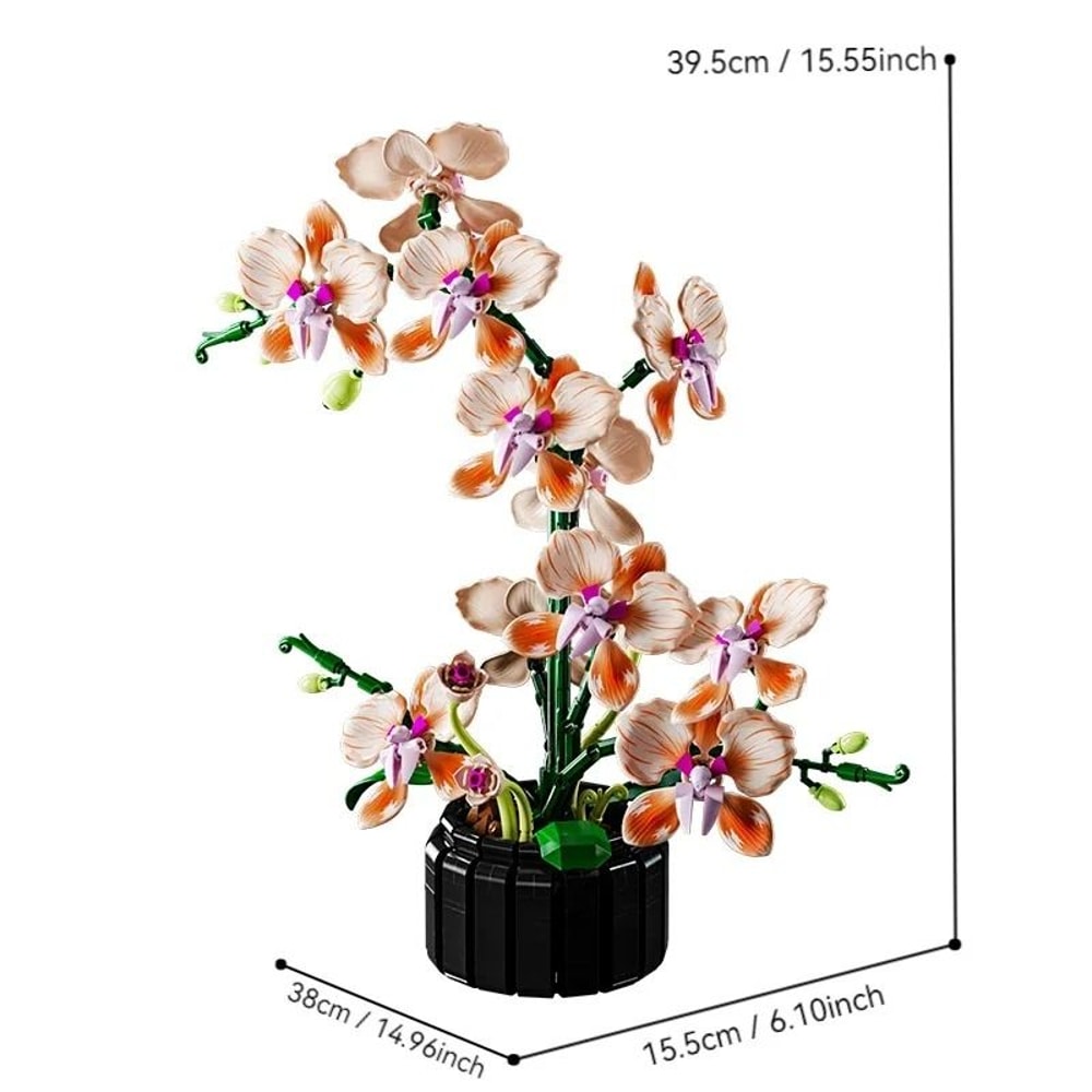Creative Orchid Flower Building Blocks Bouquet For Romantic Home Decor 5