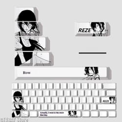 reze chainsaw anime pbt keycaps cherry profile custom mechanical keyboard set