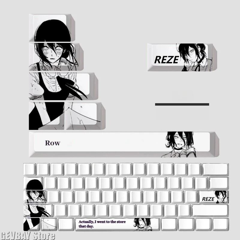 Reze Chainsaw Anime PBT Keycaps Cherry Profile Custom Mechanical Keyboard Set 0