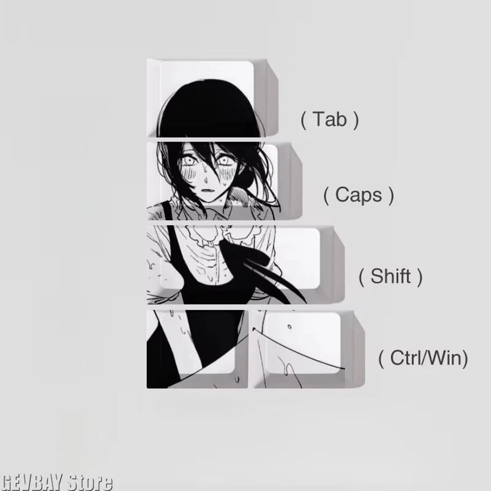 Reze Chainsaw Anime PBT Keycaps Cherry Profile Custom Mechanical Keyboard Set 1