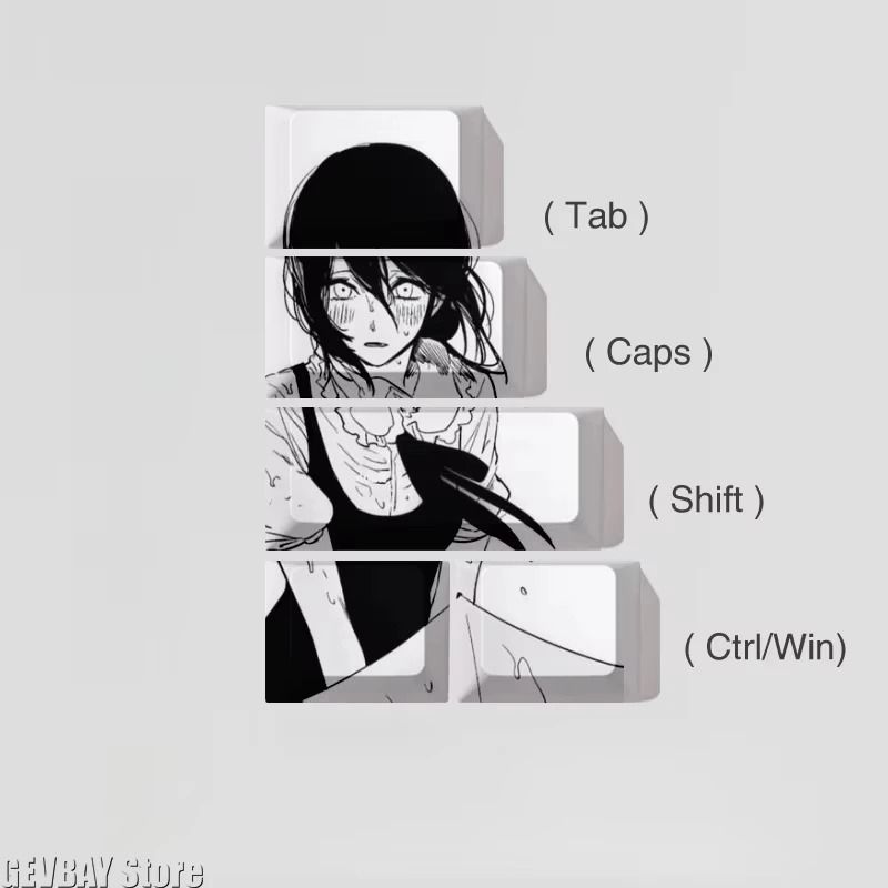 Reze Chainsaw Anime PBT Keycaps Cherry Profile Custom Mechanical Keyboard Set 1