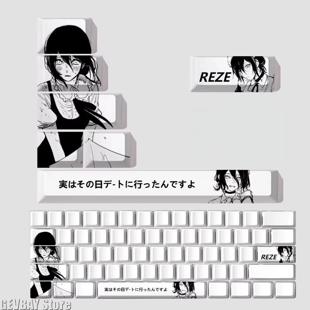 Reze Chainsaw Anime PBT Keycaps Cherry Profile Custom Mechanical Keyboard Set 2